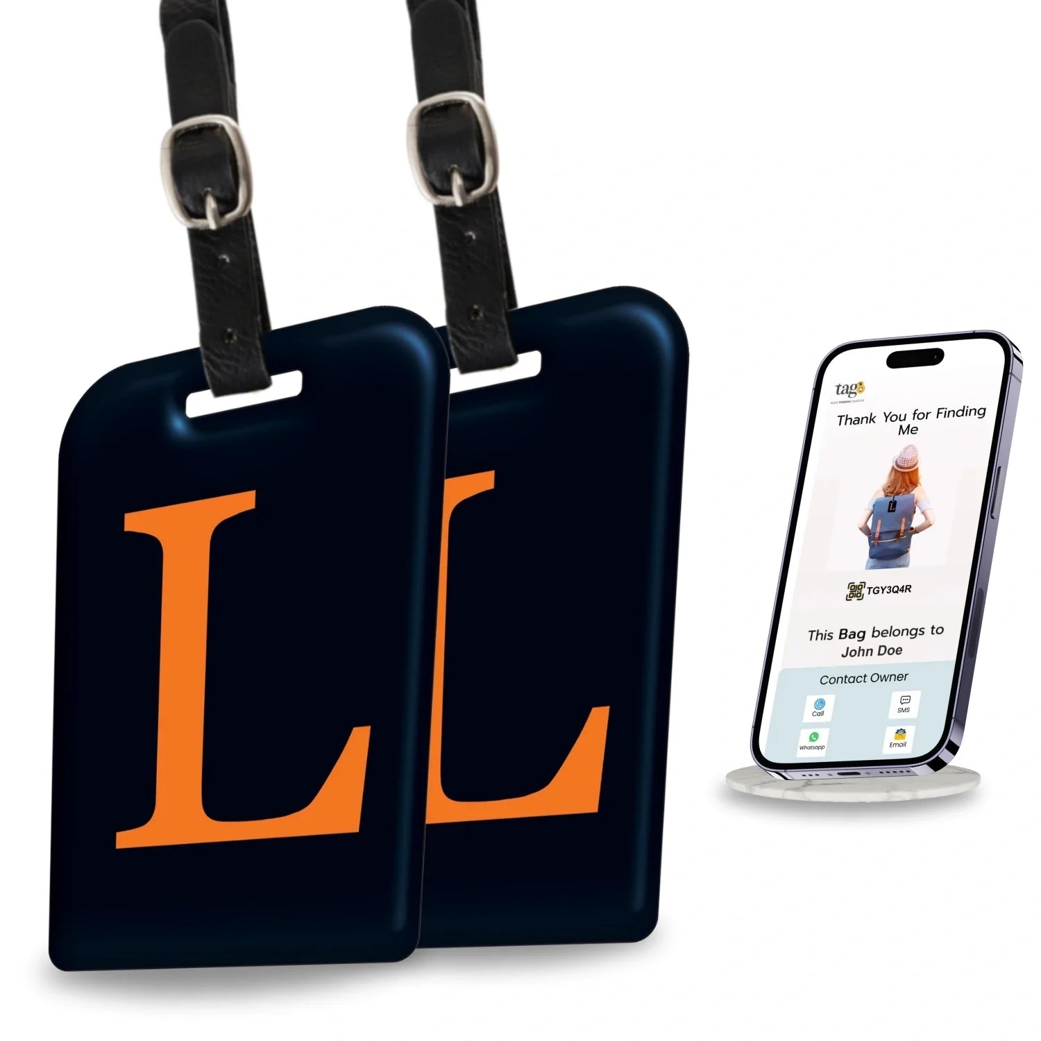 Initials Bag tag L  [pack 2]
